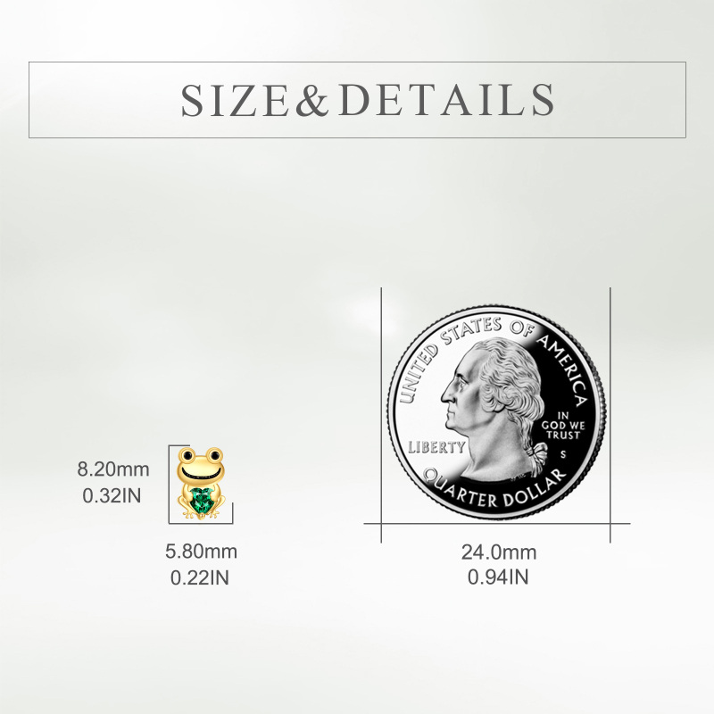 10K Gold Cubic Zirconia Frog Stud Earrings-5