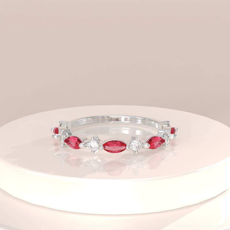 Bague de fiançailles en or 10 carats avec grenat et zircone cubique-6