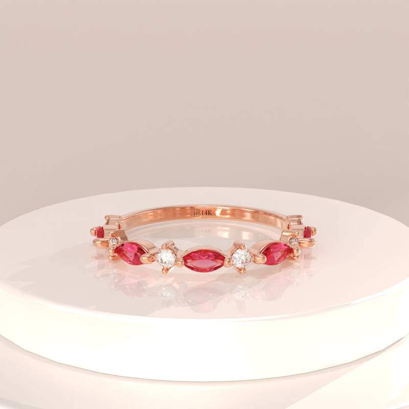 Bague de fiançailles en or 10 carats avec grenat et zircone cubique-8