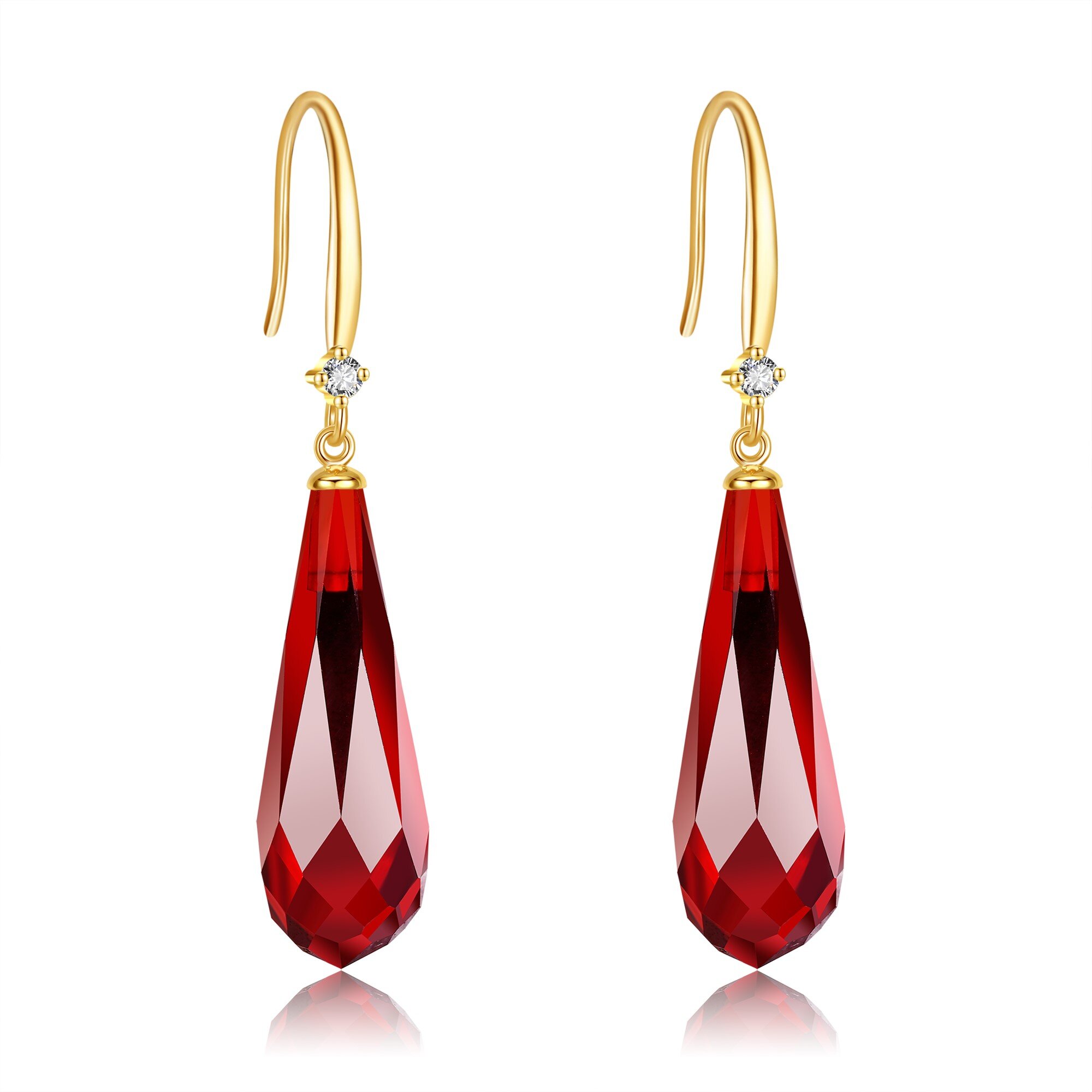 14K Gold Garnet Dro… - image