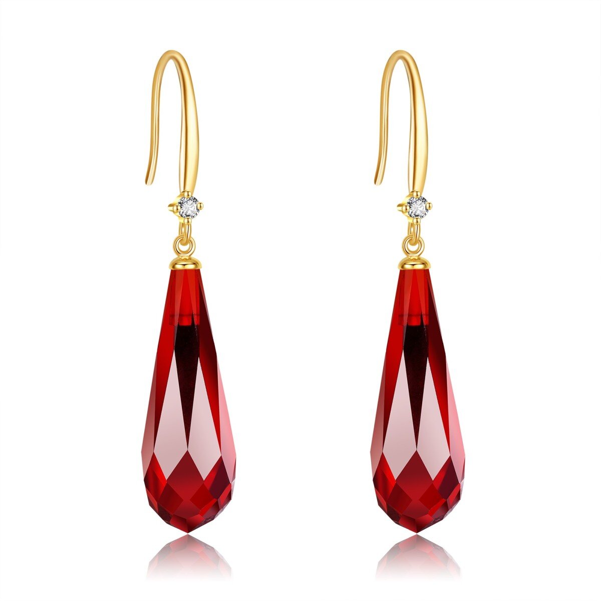 Pendientes colgantes de granate en oro de 14 quilates-1