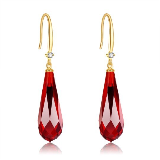 14 Karat Gold Granat Tropfen Ohrringe