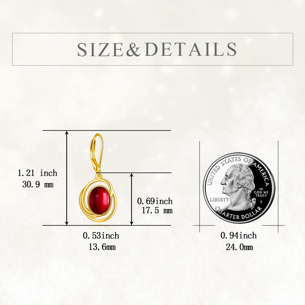 14K Gold Garnet Lever-back Earrings-6