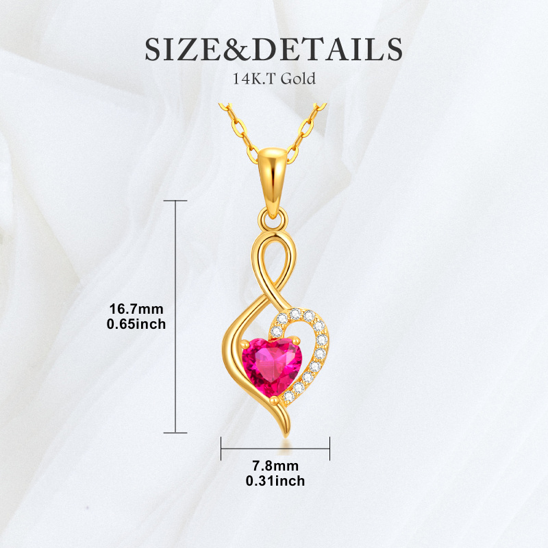 14 Karat Gold Granat personalisierte Geburtsstein Herz Unendlichkeitssymbol Halskette für Frauen-5