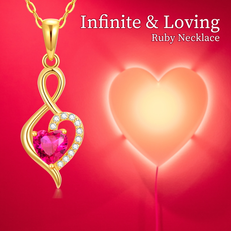 14 Karat Gold Granat personalisierte Geburtsstein Herz Unendlichkeitssymbol Halskette für Frauen-6