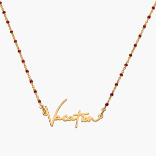 Sterling Silver with Gold Plated Garnet Personalized Engraving Pendant Necklace-1