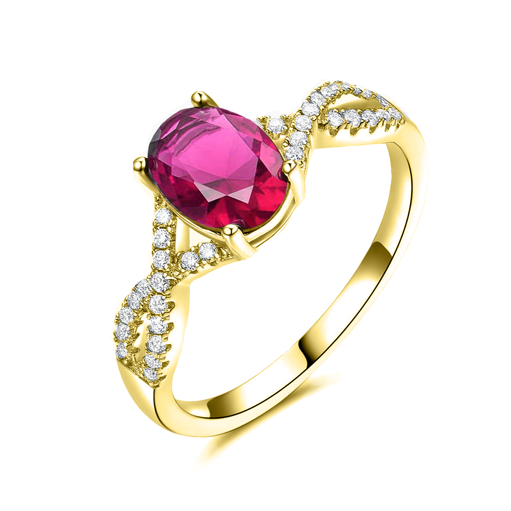 10K gouden granaat kubieke zirkonia ring-1