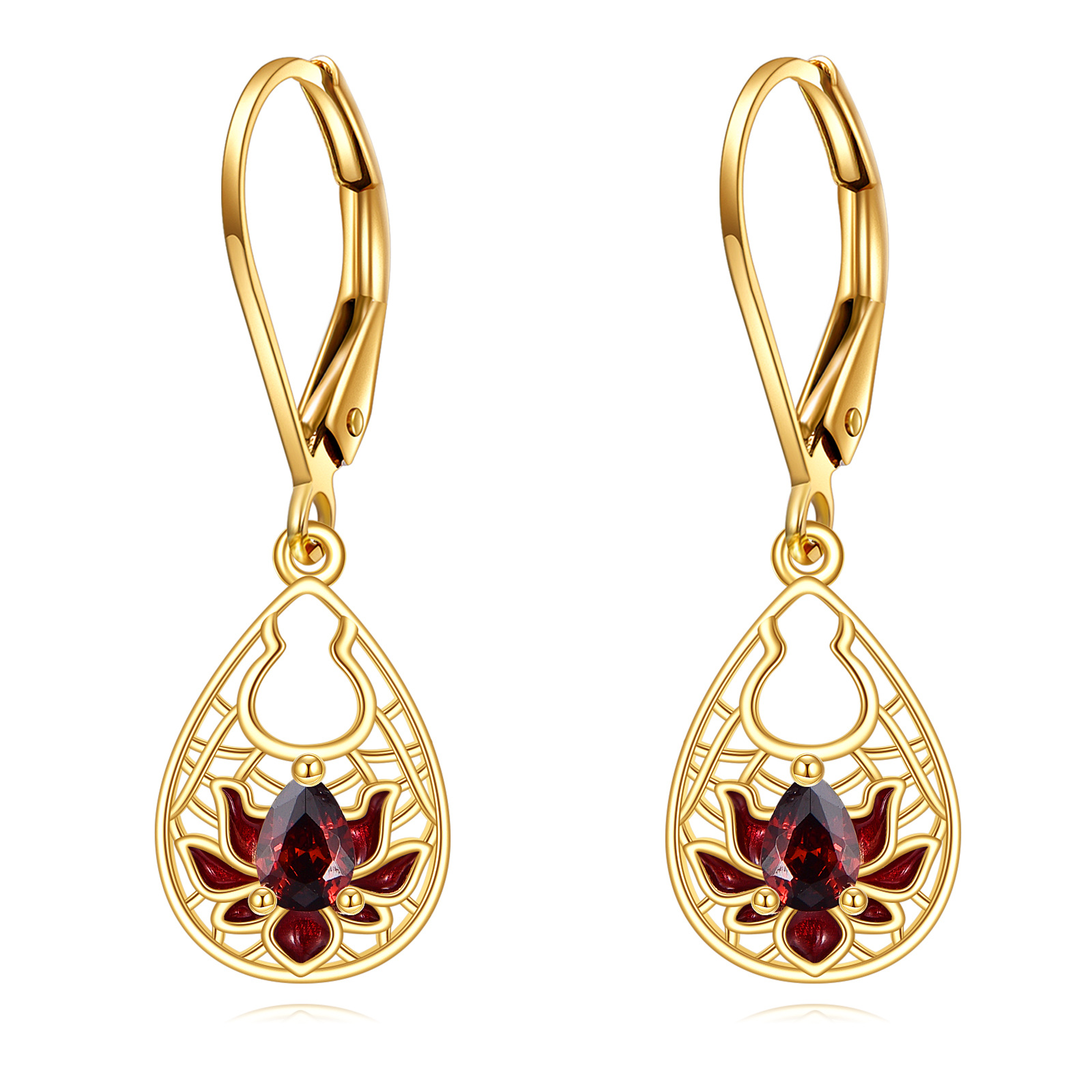 14K Gold Garnet Sno… - image