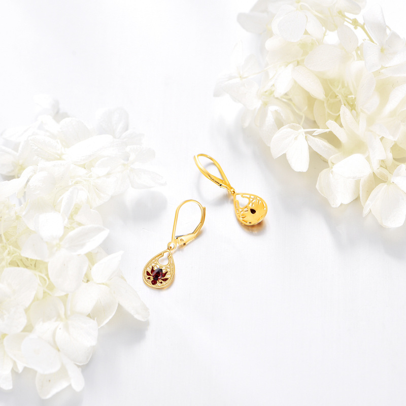10K Gold Garnet Snowdrop Drop Earrings-4