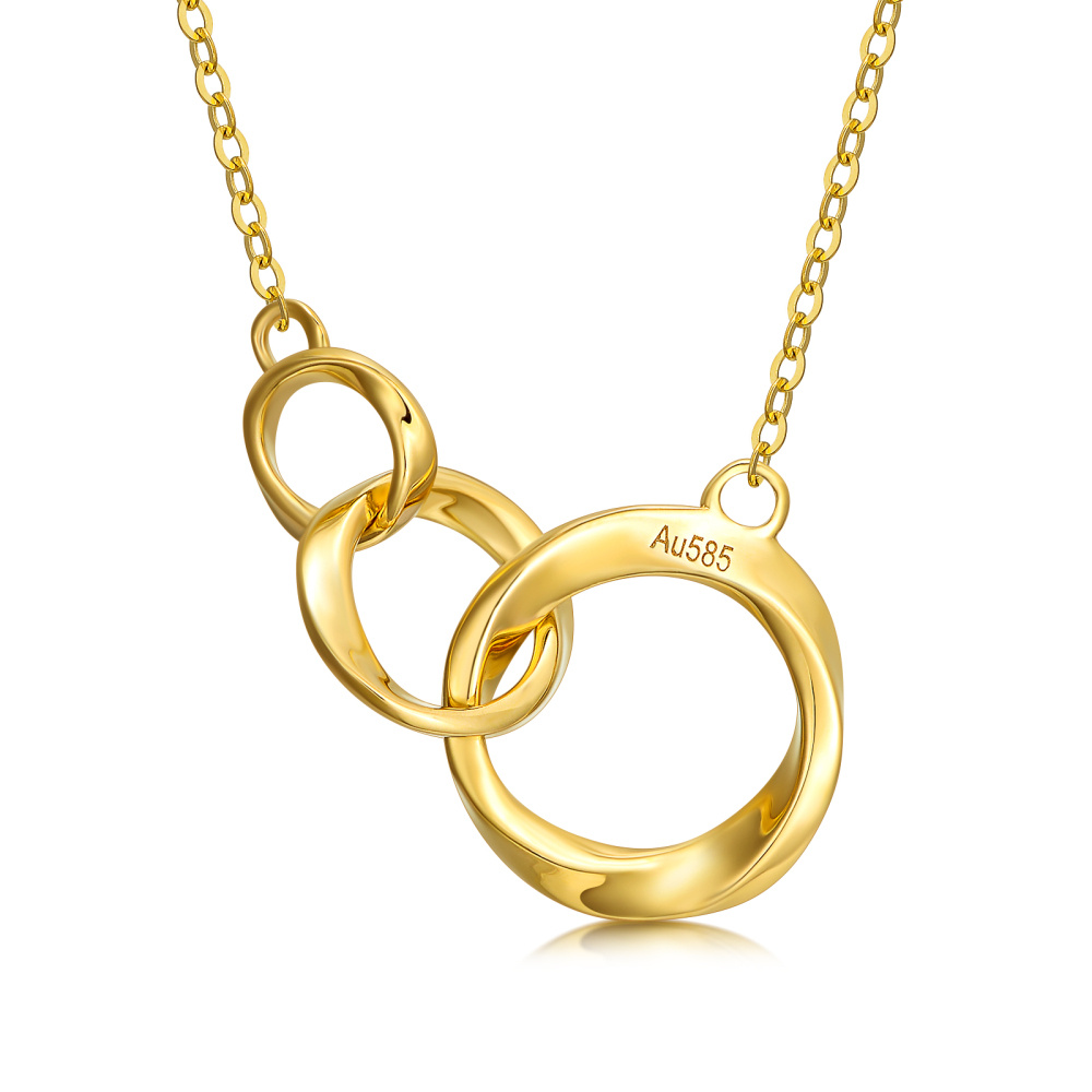 10K Gold Generation Ring Circle Pendant Necklace-1