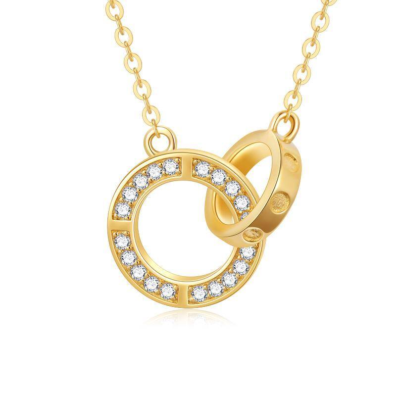 14K Oro Cubic Zirconia Generación Anillo Colgante Collar-1