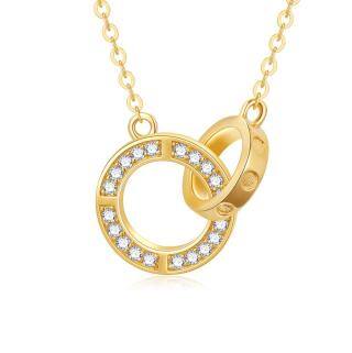 10K Gold Cubic Zirconia Generation Ring Pendant Necklace-58