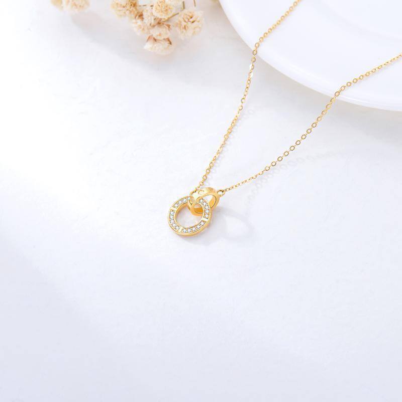 10K Oro Cubic Zirconia Generación Anillo Colgante Collar-4