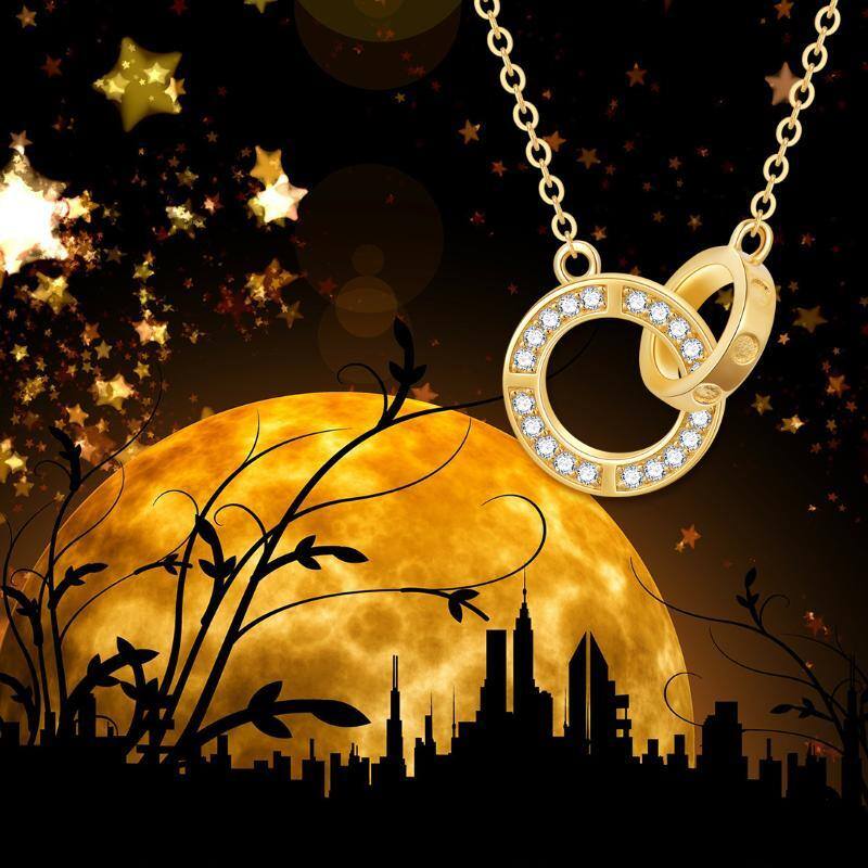 10K Oro Cubic Zirconia Generación Anillo Colgante Collar-5