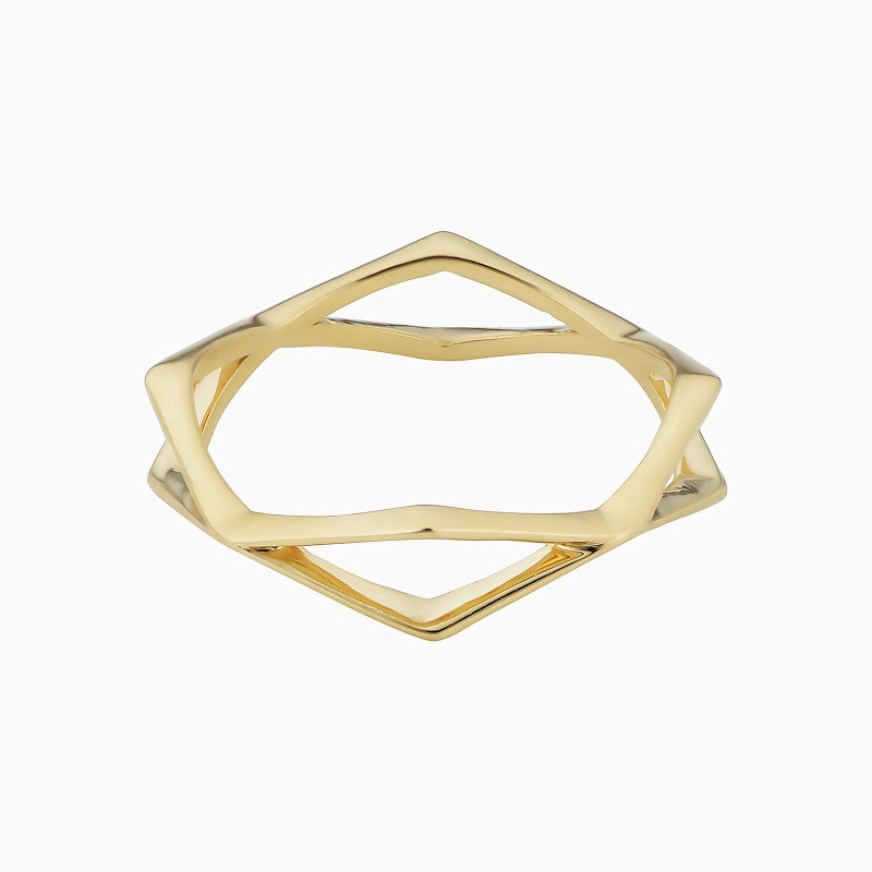 Anillo Apilable Geométrico de Oro de 14 Quilates-1
