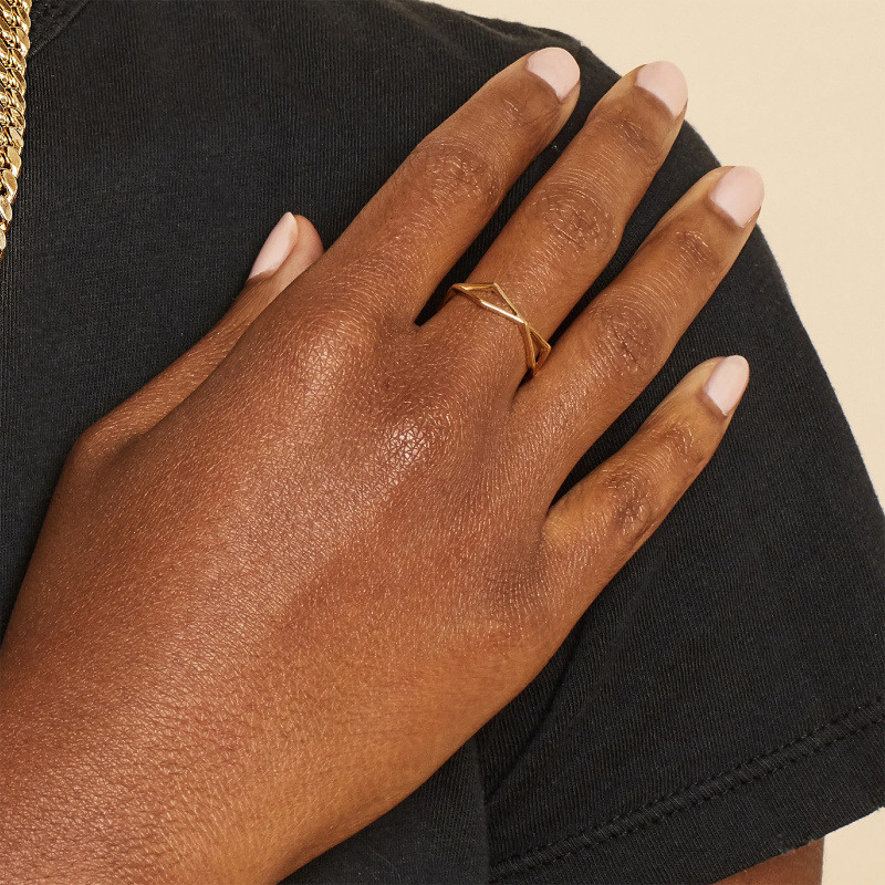 Anillo Apilable Geométrico de Oro de 14 Quilates-2