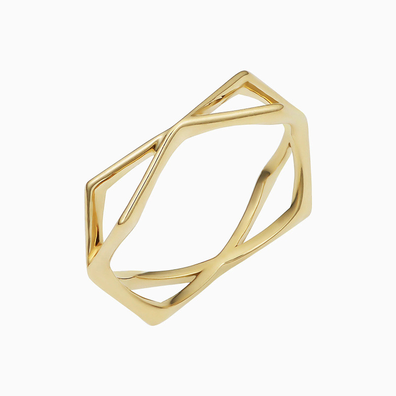 Anillo Apilable Geométrico de Oro de 14 Quilates-3