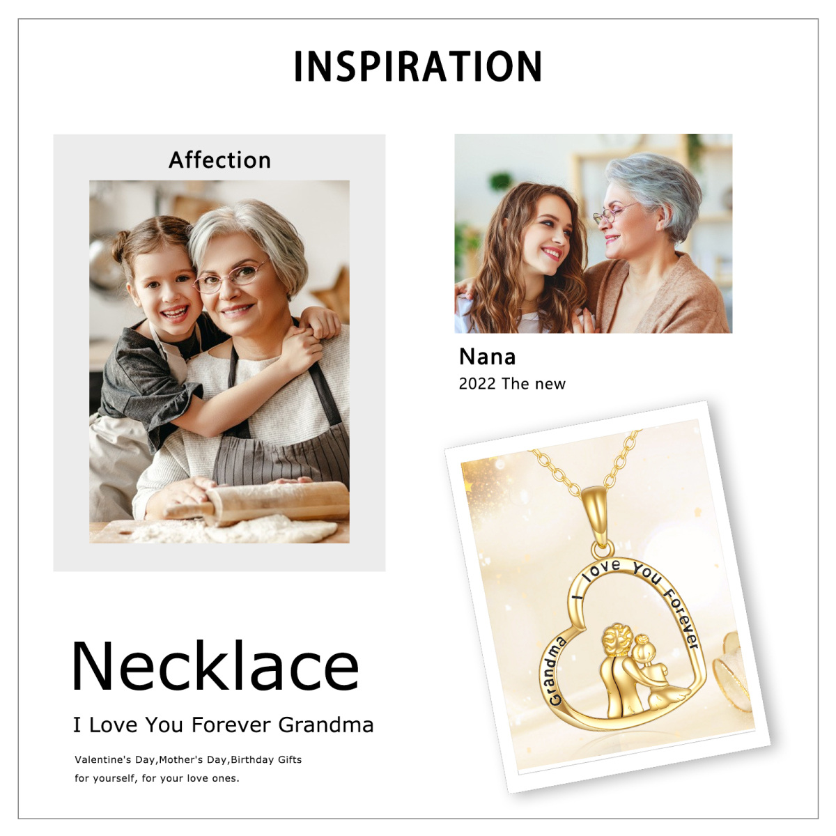 10K Gold Grandmother Pendant Necklace-6