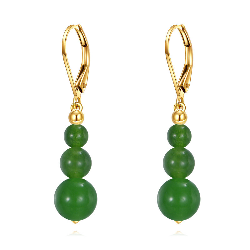Pendientes colgantes de jade verde en oro de 14 quilates-1