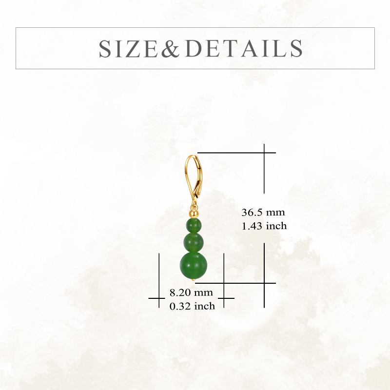 Pendientes colgantes de jade verde en oro de 14 quilates-5