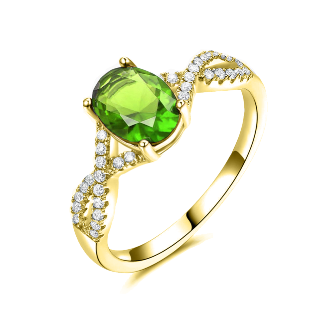 Bague en or 14 carats avec zircone cubique verte-1