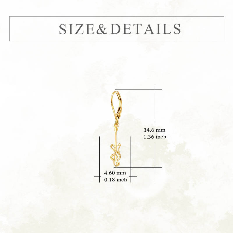 14K Gold Guitar Lever-back Earrings-5