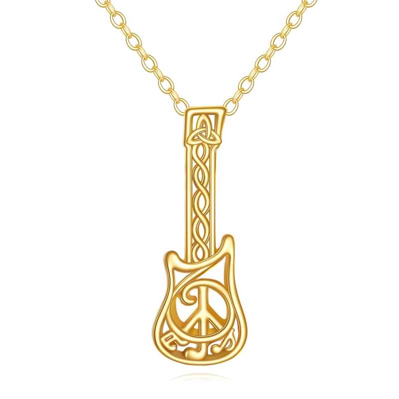 Colar de guitarra de ouro 18K para mulheres-1