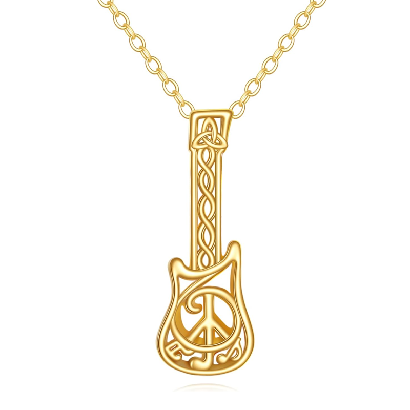 10K Gold Guitar Necklace for Women-14