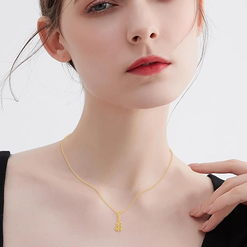 14K gouden gitaarketting voor vrouwen-2