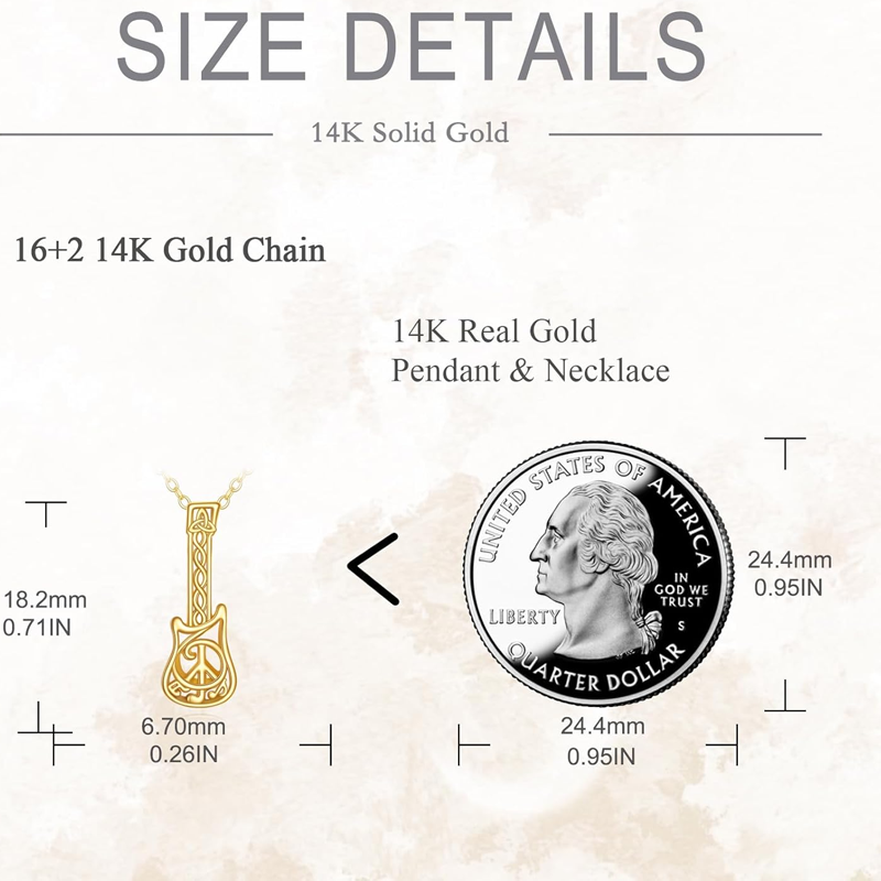 Collier guitare en or 10 carats pour femme-4