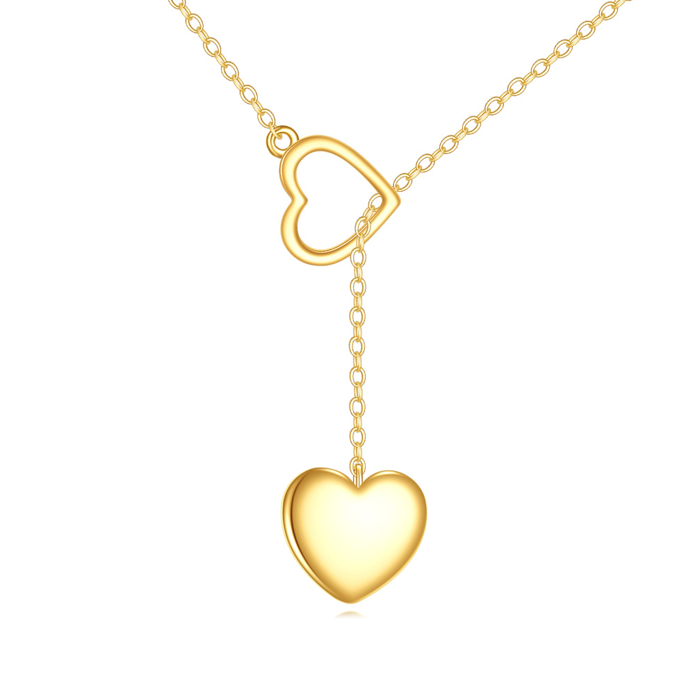 10K Gold Heart Adjustable Y Necklace-1