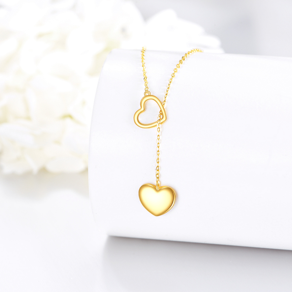 10K Gold Heart Adjustable Y Necklace-3