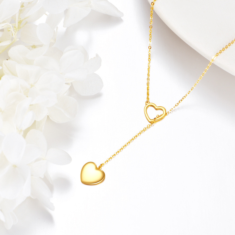 18K Gold Heart Adjustable Y Necklace-4