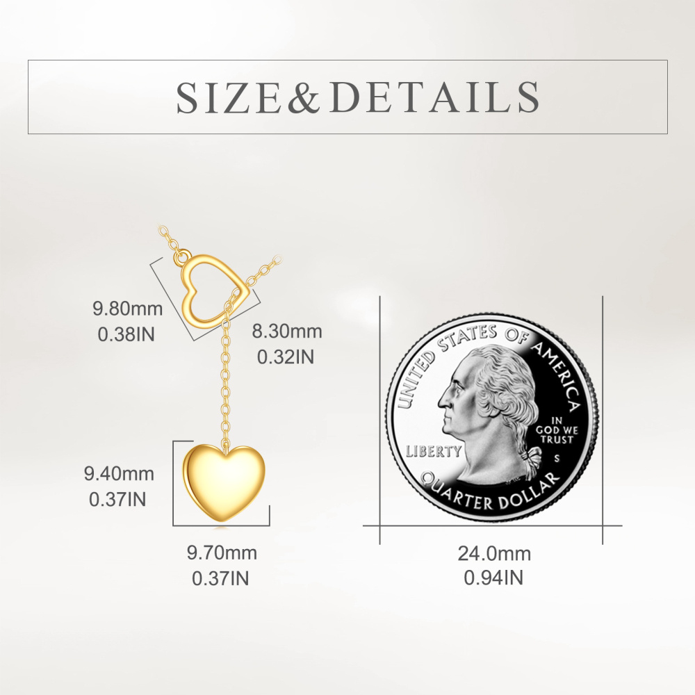 10K Gold Heart Adjustable Y Necklace-6