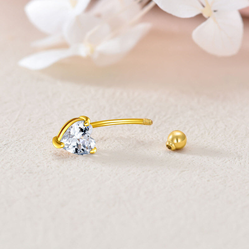 Bauchnabelring aus 10-karätigem Weißgold mit herzförmigem Zirkonia-4