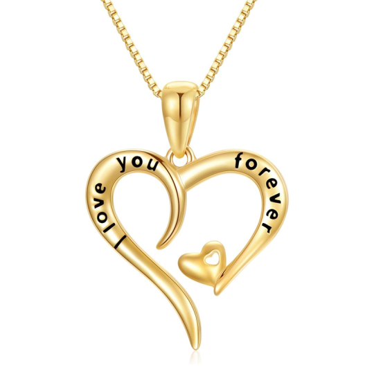 10K Gold Heart Box Chain Necklace for Women