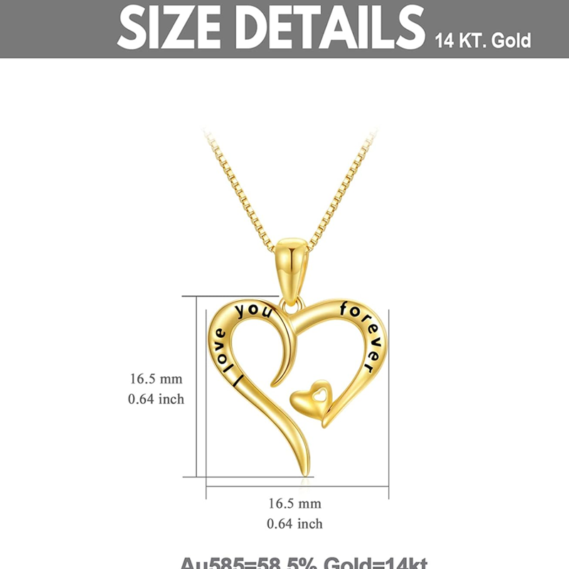 Collar de cadena de caja con forma de corazón de oro de 14 quilates para mujer-5