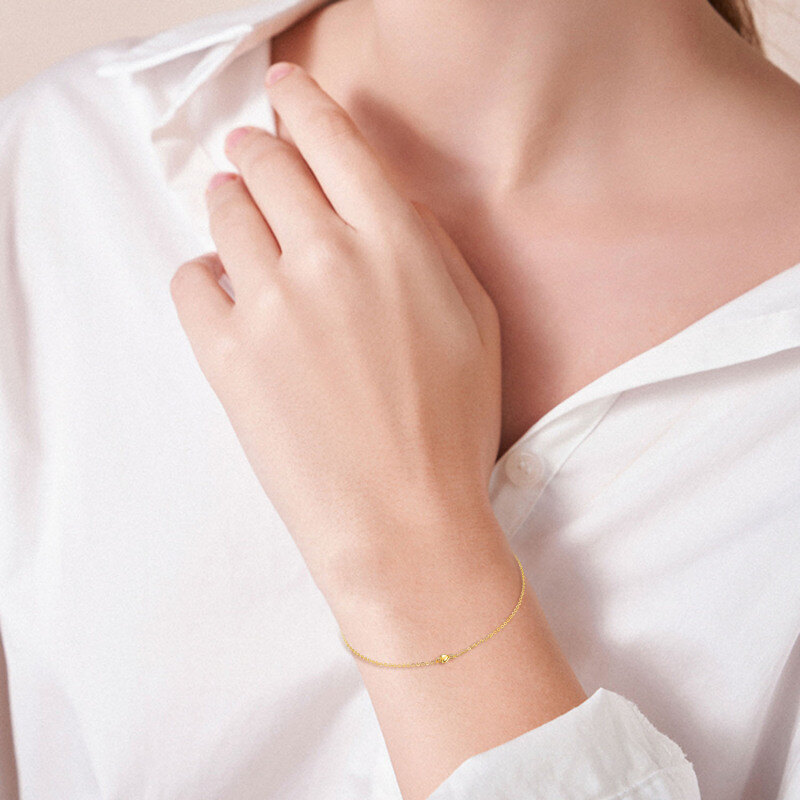 سوار سلسلة قلب من الذهب الأبيض عيار 10 قيراط-2