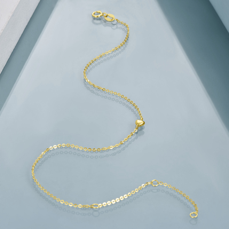 سوار سلسلة قلب من الذهب الأبيض عيار 10 قيراط-3