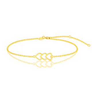 14K Gold Heart With Heart Charm Bracelet-9