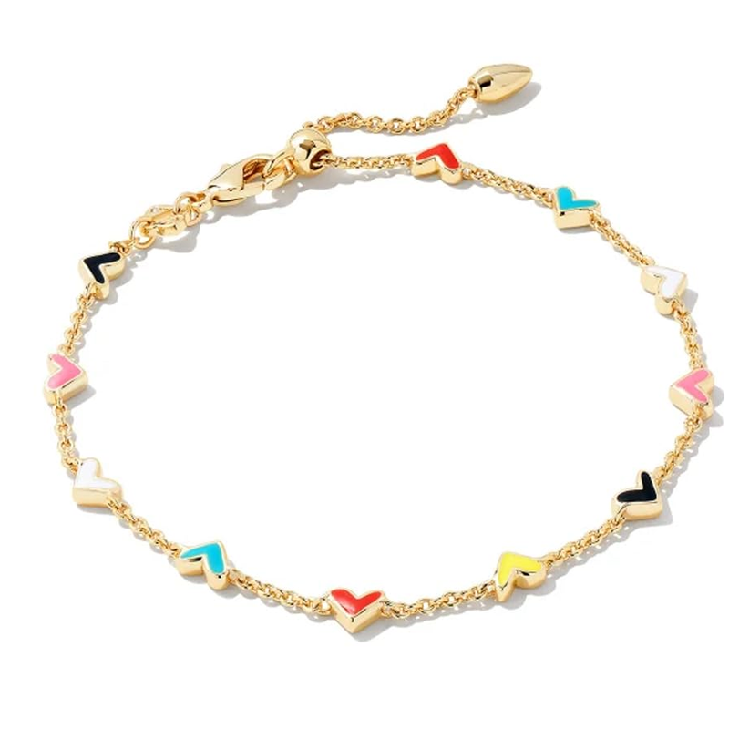Sterling Silver with Yellow Gold Plated Heart Charm Bracelet-15