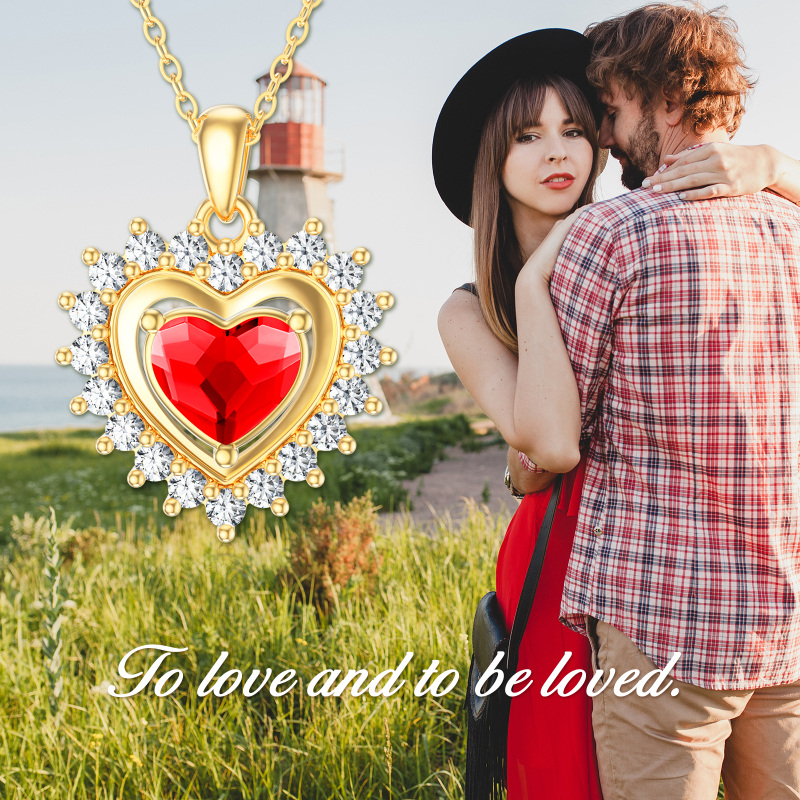 10K White Gold Heart Cut Crystal & Cubic Zirconia Heart Pendant Necklace-5