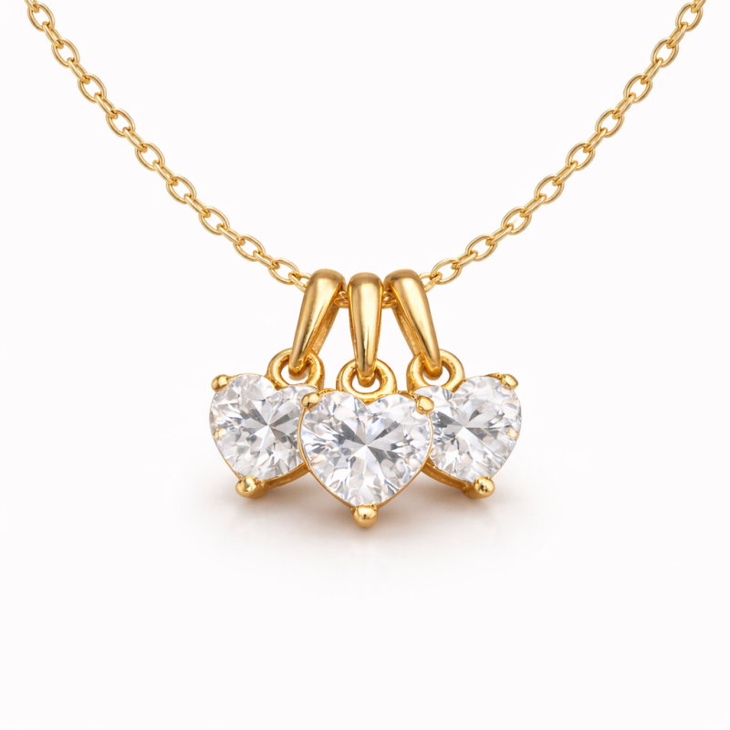 Collier à pierre de naissance en cascade avec cœur en or 10K-1