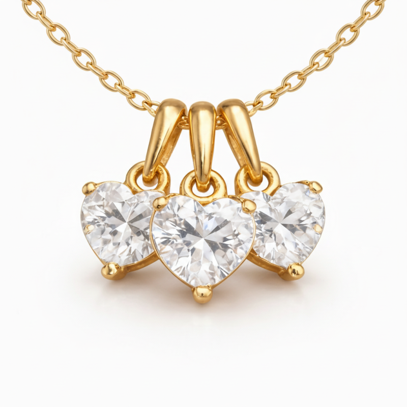 Collier à pierre de naissance en cascade avec cœur en or 10K-3