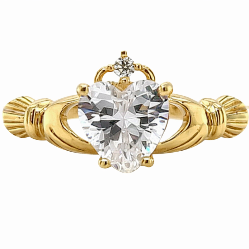 14Kゴールド ハートカットモアサナイト クラダーゴールドリング-15