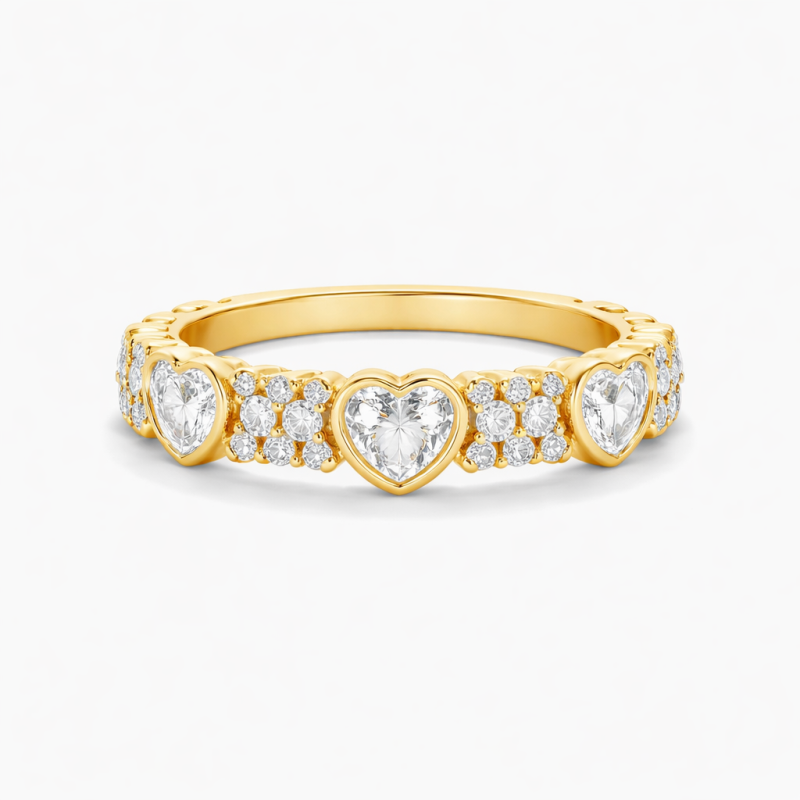 getrennt wird und die Reihenfolge beibehalten wird: Unser exquisiter 10K-Gold-Vintage-Hochzeitsring zeichnet sich durch ein atemberaubendes herzförmiges Design aus, das aufwendig mit funkelnden Moissanitsteinen besetzt ist – ein zeitloses Schmuckstück, das perfekt für jeden besonderen Anlass geeignet ist. Speziell für Frauen entworfen, strahlt dieser elegante Ring Liebe und Verpflichtung aus und ist somit ein idealer Ausdruck ewiger Hingabe.-2