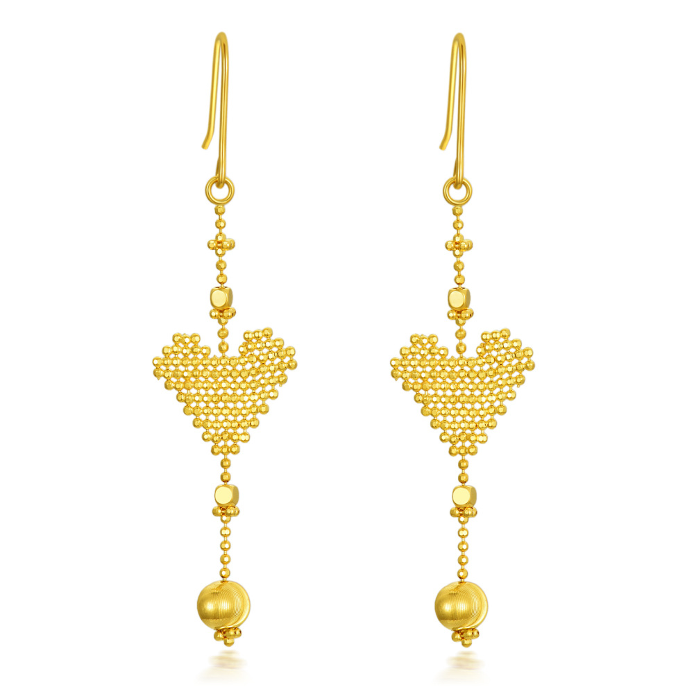 Pendientes colgantes de corazón en oro de 18 quilates-1