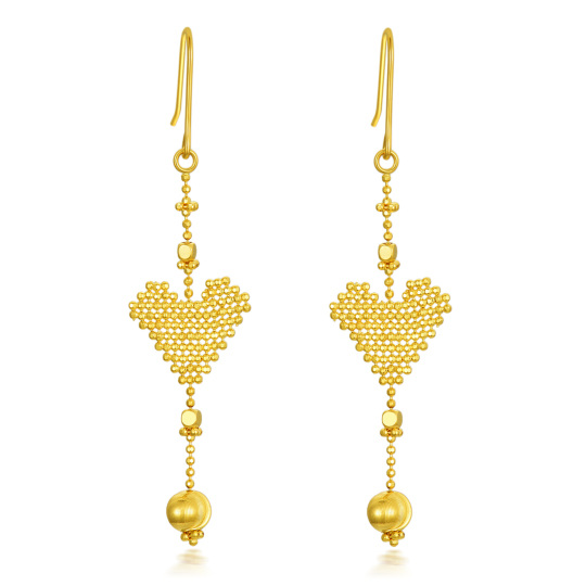 10K Gold Heart Drop Earrings