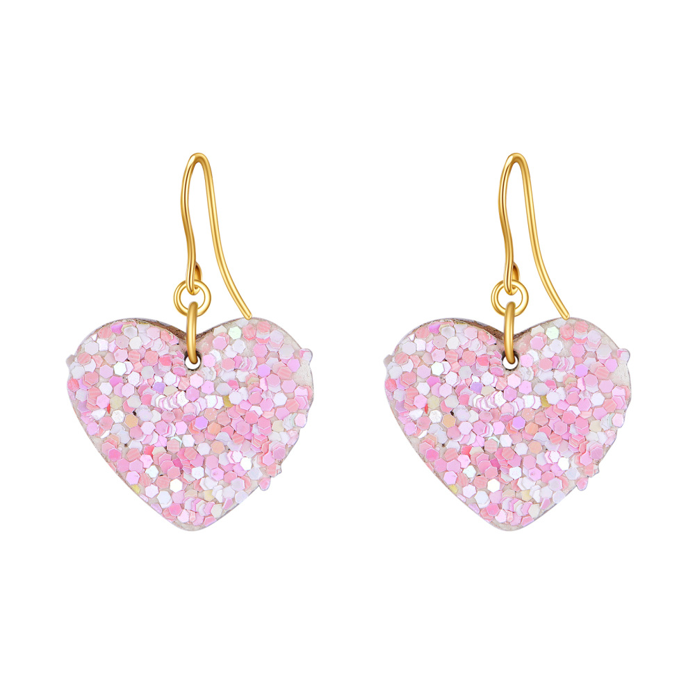 Pendientes colgantes de corazón de oro de 14 quilates-1