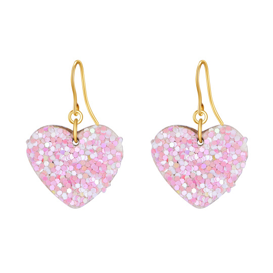 10K Gold Heart Drop Earrings